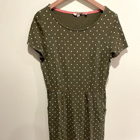 Boden | Dresses | Boden Olive Polka Dot Short Sleeve Dress | Poshmark